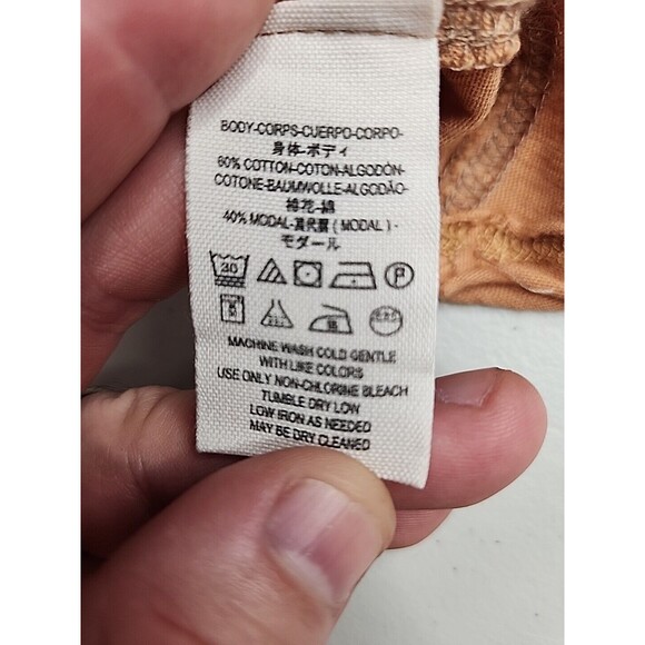 FREE PEOPLE Sz XS WE THE FREE MIDNIGHT COLORBLOCK SHORT SLEEVE TEE PEACH COMB - Picture 14 of 14